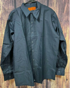 Men's Wrinkle Resistant Long Sleeve Industrial Work Shirt Navy Blue Size L